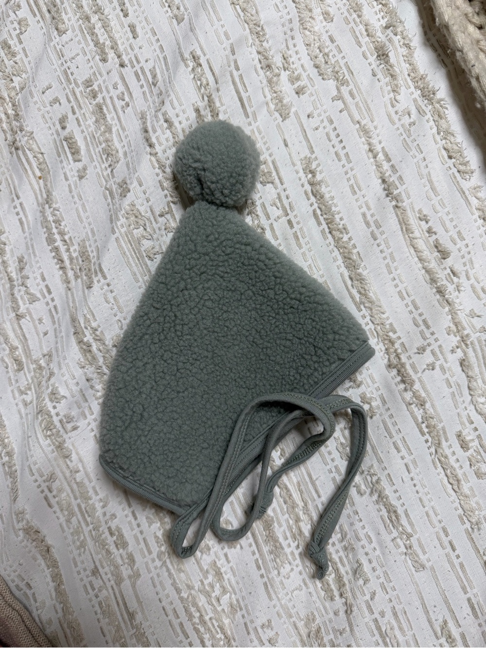 Cozy Pom-Pom Fleece Baby Hat - Sage Green